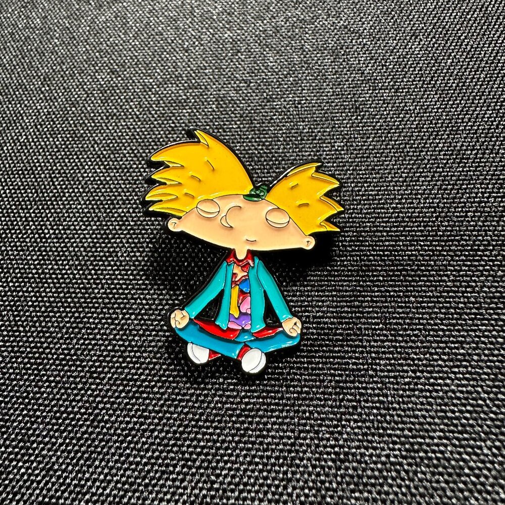 Hey Arnold Meditation Meditating Cartoon 90s Enamel Pin Button